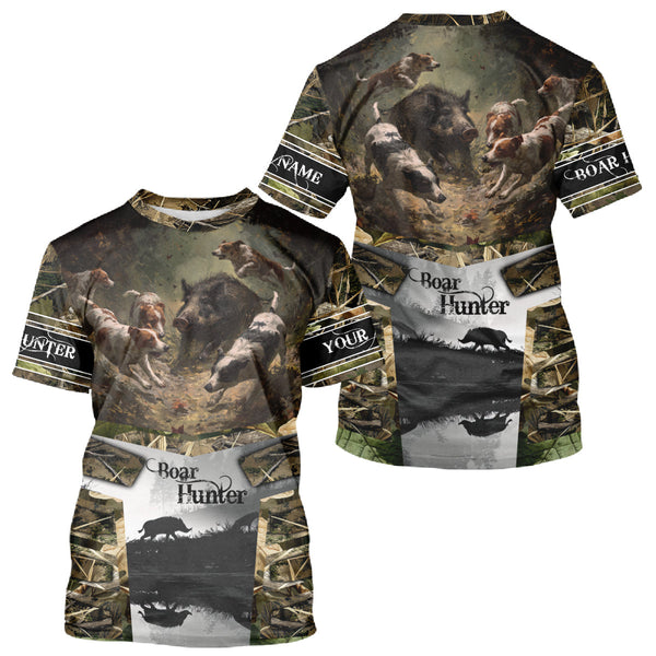 Maxcorners Custom Wild Hog Hunting Camo 3D Printed Shirts, Hunting Gifts for Boar Hunter LM1109