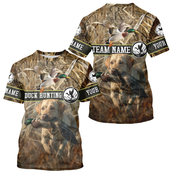 Maxcorners Duck Hunting Camo Shirt with Labrador Retriever – Waterfowl Hunting Clothes, Gifts for Hunters LM2608