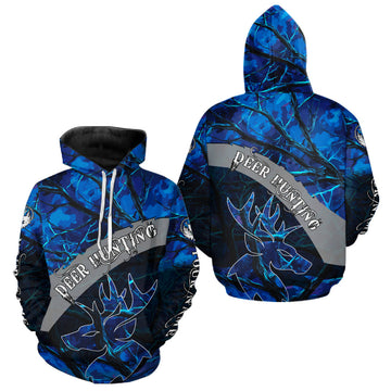 Maxcorners Best Deer Hunting Blue Camo Custom Name 3D Printing Shirts, Hunting Gifts for Men LM2608