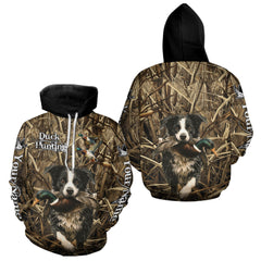Maxcorners Custom Border Collies Duck Hunting Camo 3D Printed Shirts, Duck Hunting Apparel, Hunting Gifts LM0910