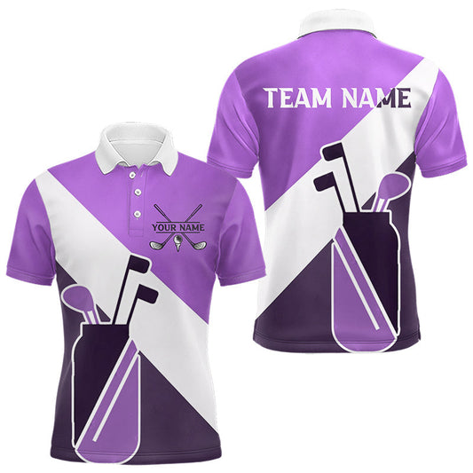 Maxcorners Purple Golf Bag Mens Golf Polo Shirts Custom Golf Shirts, Golf Attire For Men