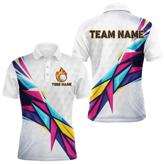Maxcorners Mens Golf Polo Shirts Custom Name Golf Shirts For Men, White Golf Shirts, Gift For Golf Lovers LM2603