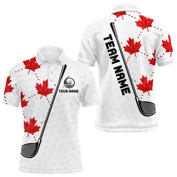 Maxcorners Custom Canadian Flag Mens Golf Polo Shirt Custom Maple Leaves Canada Golf Shirt For Men, Golf Gifts LM0404