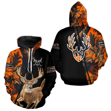 Maxcorners Orange Forest Camo Deer Hunting Shirts, Deer Hunting With Full All Over 3D For Deer Hunters LM1411