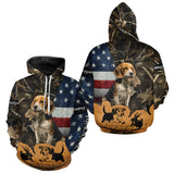 Maxcorners Custom Rabbit Hunting Camo US Flag 3D Shirts for Hunters, Rabbit Hunting Clothing LM1610