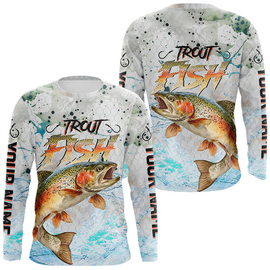 Maxcorners Rainbow Trout Custom UPF Fishing Shirts Long Sleeve, Trout Fishing Shirts LM2602