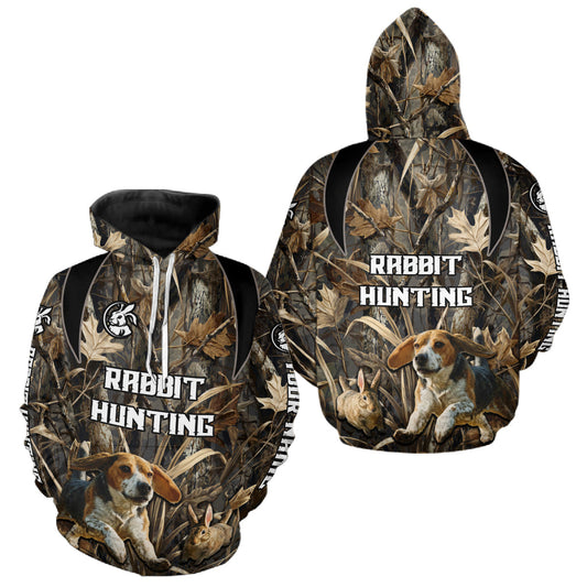 Maxcorners Custom Rabbit Hunting Beagle Dog 3D All Over Printed Shirts, Rabbit Hunting Clothes for Men LM1812