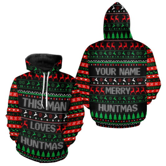 Maxcorners Deer Hunting Funny Ugly Christmas Sweatshirt Full Print Shirts Christmas Pattern, Christmas Gift LM2711