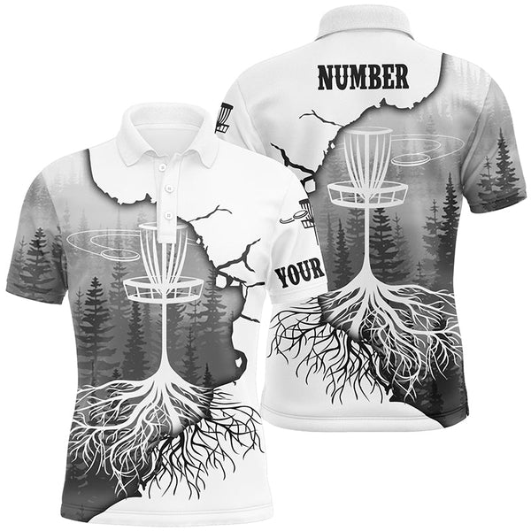 Maxcorners Black Forest Mens Disc Golf Polo Shirt Personalized Disc Golf Tops For Men Disc Golf Basket Shirt MT0510