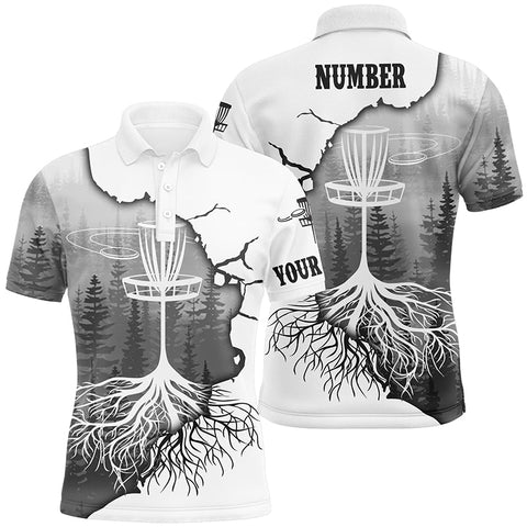 Maxcorners Black Forest Mens Disc Golf Polo Shirt Personalized Disc Golf Tops For Men Disc Golf Basket Shirt MT0510