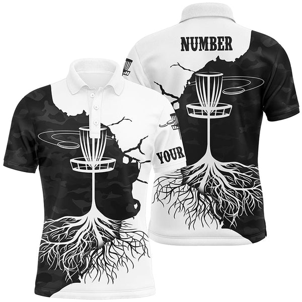 Maxcorners Black Camo Mens Disc Golf Polo Shirt Custom Black White Disc Golf Shirts For Men Disc Golf Gifts MT0510
