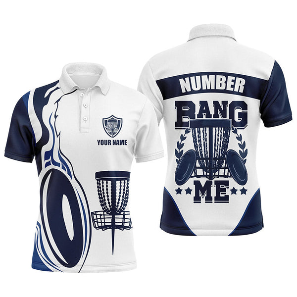 Maxcorners Bang Me Mens Disc Golf Shirts Navy & White Custom Polo Shirt For Mens Disc Golf Gifts MT0510