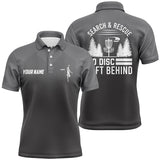 Maxcorners Search & Rescue Grey Geometric Pattern Mens Disc Golf Polo Shirts Cool Disc Golf Shirts For Men MT0510