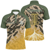 Maxcorners Customized Disc Golf Camo Forest Tribal Green Yellow Mens Golf Polo Shirt Disc Golf Gifts For Men MT0510