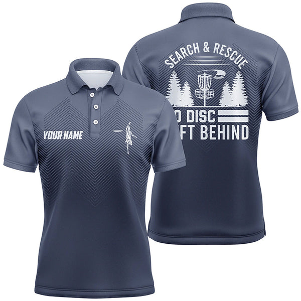 Maxcorners Search & Rescue Navy Blue Geometric Mens Disc Golf Polo Shirts Cool Disc Golf Shirts For Men MT0510