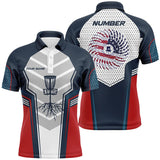 Maxcorners Mens Red White And Blue Golf Shirts, Custom Name And Number Disc Golf Shirts For Men, Cool Golf Gifts MT0510
