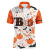 Maxcorners Golf Boo Halloween Pattern Orange Customized Name 3D Polo Shirt Unisex