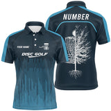 Maxcorners Sporty Light Dark Blue Design Mens Disc Golf Polo Shirts Custom Cool Disc Golf Shirts For Men MT0510
