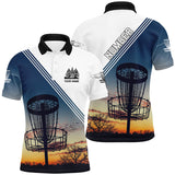 Maxcorners Sunset Personalized Disc Golf Mens Polo Shirt Custom Disc Golf Shirts For Men Disc Golf Basket MT0510