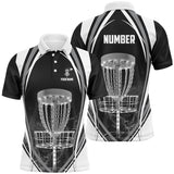 Maxcorners Black And White Mens Disc Golf Polo Shirts Customized Disc Golf Shirts For Men, Cool Golf Gifts MT0510