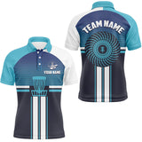 Maxcorners Customized Blue White Mens Disc Golf Polo Shirts Cool Disc Golf Shirt For Men Golf Gifts MT0510