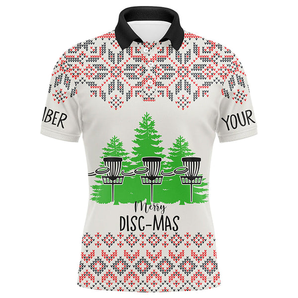 Maxcorners Merry Discmas All Over Print Mens Disc Golf Polos Custom Ugly Christmas Disc Golf Tops For Men MT0510