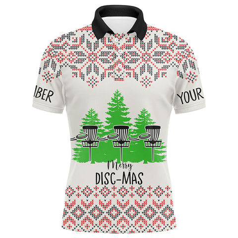 Maxcorners Merry Discmas All Over Print Mens Disc Golf Polos Custom Ugly Christmas Disc Golf Tops For Men MT0510