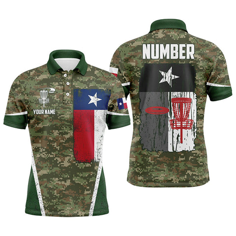 Maxcorners Mens Disc Golf Vintage Camouflage Texas Flag Custom Patriotic Disc Golf Shirts For Men MT0510