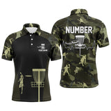 Maxcorners Green Camo Mens Disc Golf Polo Shirts, Custom Camouflage Golf Shirts For Men, Disc Golf Gifts MT0510