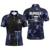 Maxcorners Blue Camo Mens Disc Golf Polo Shirts, Custom Camouflage Golf Shirts For Men, Disc Golf Gifts MT0510