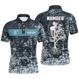 Maxcorners Customized Navy Camo Grunge Retro Disc Golf Polo Shirt Mens Disc Golf Tops Cool Golf Gifts For Men MT0510