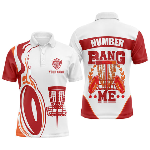 Maxcorners Bang Me Mens Disc Golf Shirts, Red White Customized Polo Shirts For Men, Disc Golf Disc MT0510