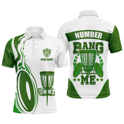 Maxcorners Bang Me Mens Disc Golf Shirts, Dark Green & White Custom Polo Shirt For Mens, Disc Golf Disc MT0510