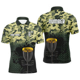 Maxcorners Green Camo Mens Disc Golf Polo Shirts Customized Camo Golf Shirts For Men, Disc Golf Gifts MT0510