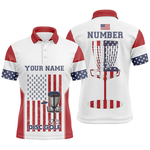 Maxcorners American Flag Disc Golf Mens Polo Shirt Custom Patriotic Golf Shirts For Men Disc Golf Gifts MT0510