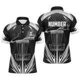Maxcorners Black & White Thunder Disc Golf Polo Shirts, Custom Lightning Disc Golf Shirts For Men MT0510