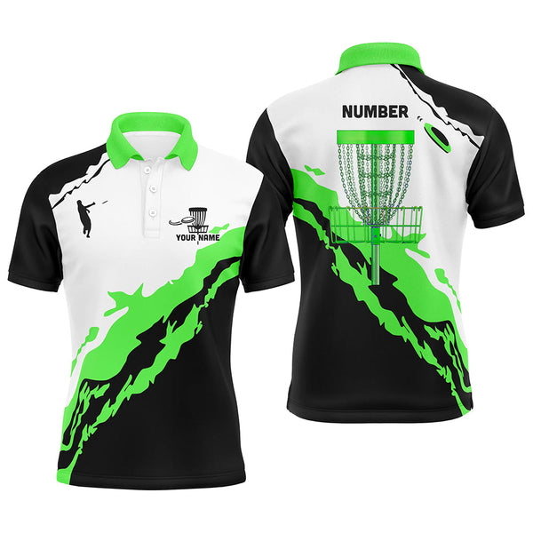 Maxcorners Green Black Mens Disc Golf Polo Shirts Customized Disc Golf Shirts For Men Disc Golf Gifts MT0510