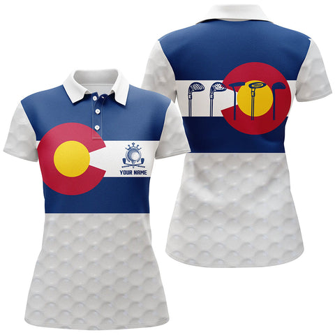 Maxcorners Colorado Flag Womens Golf Polo Shirt Custom Patriotic Golf Shirts For Women