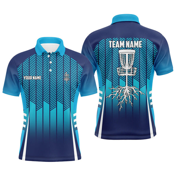 Maxcorners Personalized Sport Style Blue Gradient Mens Disc Golf Polo Shirt Cool Golf Tops For Men Golf Gifts MT0510