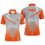 Maxcorners Orange & Grey Mens Disc Golf Polo Shirts Customized Disc Golf Tops For Men Golfing Gifts MT0510
