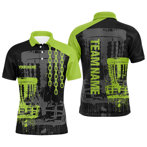 Maxcorners Customized Disc Golf Chain Black Green Mens Polo Shirts Retro Disc Golf Shirt For Men Golf gifts MT0510