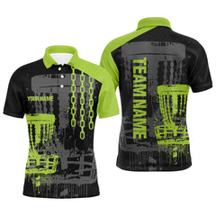 Maxcorners Customized Disc Golf Chain Black Green Mens Polo Shirts Retro Disc Golf Shirt For Men Golf gifts MT0510