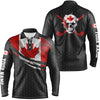 Maxcorners Golf Canada Flag Skull Customized Name 3D Polo Shirt Unisex