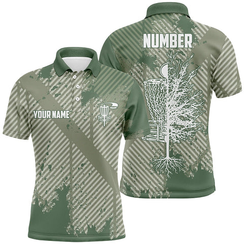 Maxcorners Disc Golf Green Abstract Texture Mens Polo Shirts Customized Disc Golf Shirts For Men MT0510