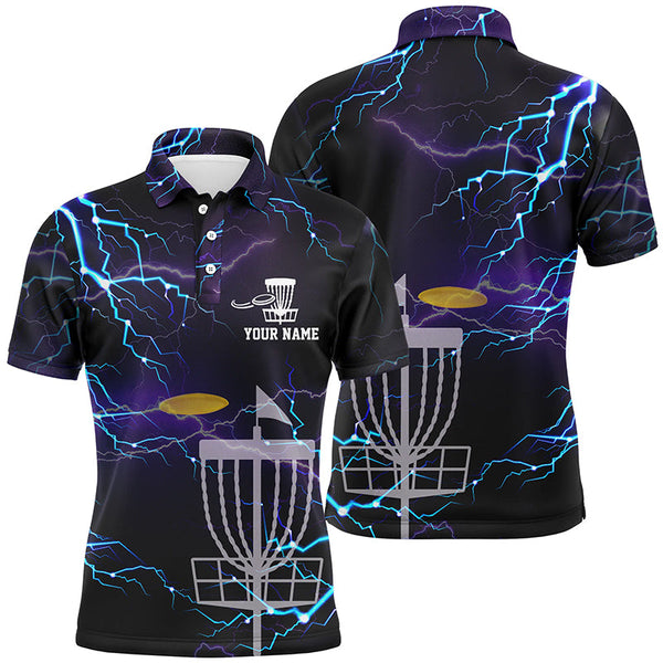Maxcorners Lightning Mens Golf Polo Shirts, Custom Golf Shirts Disc Golf Shirts For Mens, Best Golf Gifts MT0510