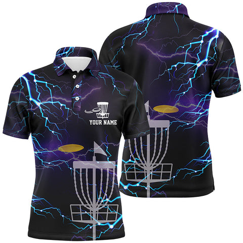 Maxcorners Lightning Mens Golf Polo Shirts, Custom Golf Shirts Disc Golf Shirts For Mens, Best Golf Gifts MT0510