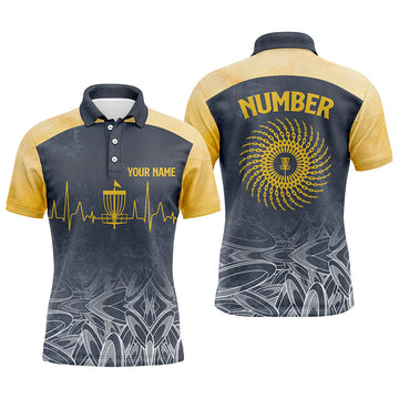 Maxcorners Heartbeat Mens Golf Polo Shirts, Custom Golf Shirts Disc Golf Shirts For Mens, Best Golf Gifts MT0510