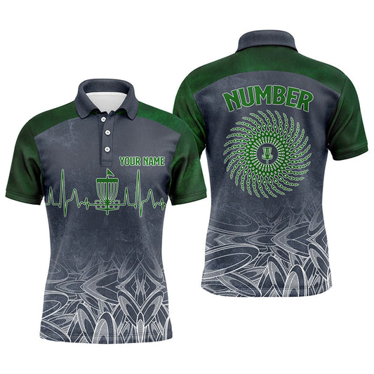 Maxcorners Heartbeat Mens Golf Polo Shirts, Custom Golf Shirts Disc Golf Shirts For Mens, Disc Golf Gifts MT0510
