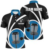 Maxcorners Customized Black Blue Mens Disc Golf Polo Shirts Cool Disc Golf Shirt For Male Team Golf Gifts MT0510