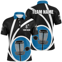 Maxcorners Customized Black Blue Mens Disc Golf Polo Shirts Cool Disc Golf Shirt For Male Team Golf Gifts MT0510